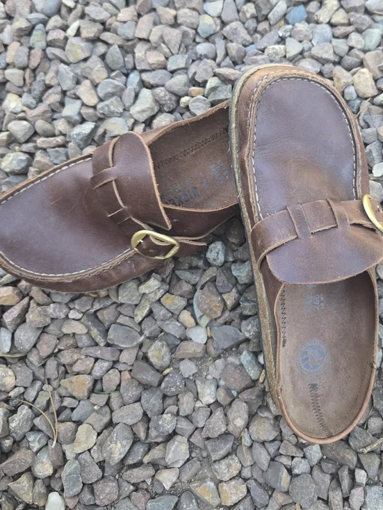 Birkenstock Buckley Brown Leather Slip-On Buckle Shoes - Picture 7 of 8